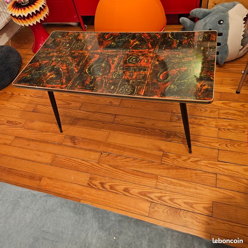 Table basse vintage année 60 pieds compas (image 2)