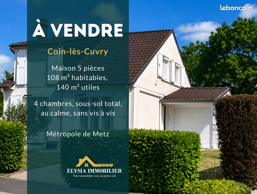 Maison 5 pièces 108 m² · à Coin-lès-Cuvry · 108 m² · 320 000 €