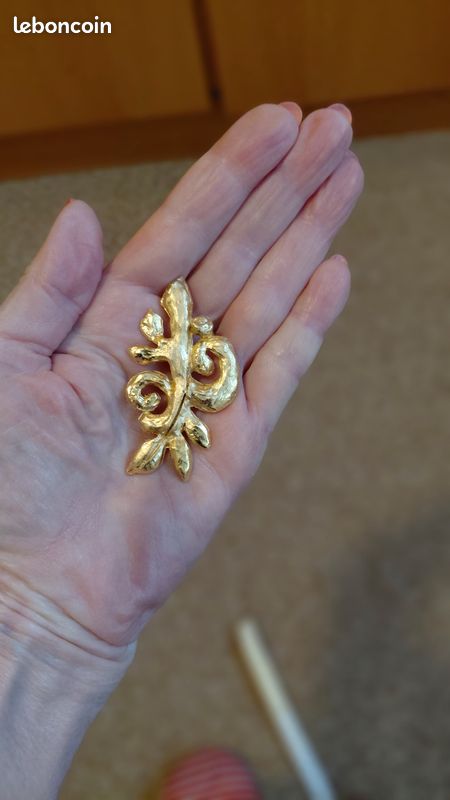 Broche Feuille Édouard Rambaud - Bijou Ancien, Métal Doré, Neuf Sans Emballage
