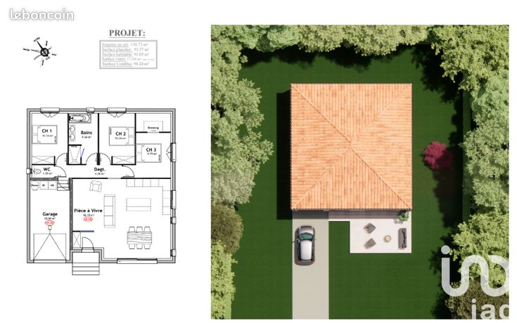 Terrain 562 m² Pia