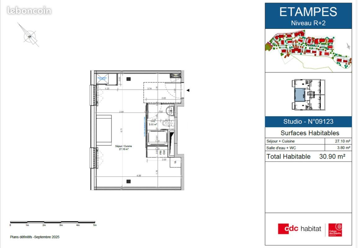 Appartement 1 pièce 30 m² · à Étampes · 30 m² · 462 €/mois