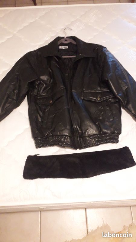 Blouson pilote cuir noir neuf (image 1)