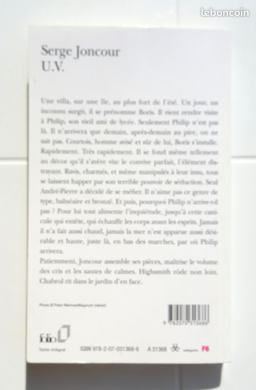 Serge JONCOUR - U.V. Folio Gallimard 2007 - Prix du Roman France Télévisions 2003 - Thriller - Suspense Huis-clos Mer été Adapté au cinéma îles Tension Vacances Famille - Manipulation (image 4)