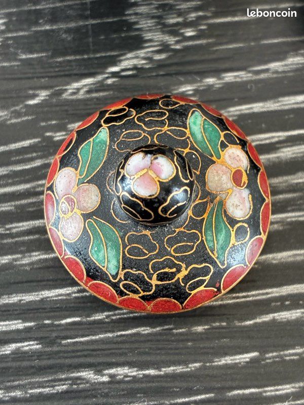 Un petit pot en émail cloisonné Chinois artisanat traditionnel vintage au milieu du XXe siècle décoration (image 8)