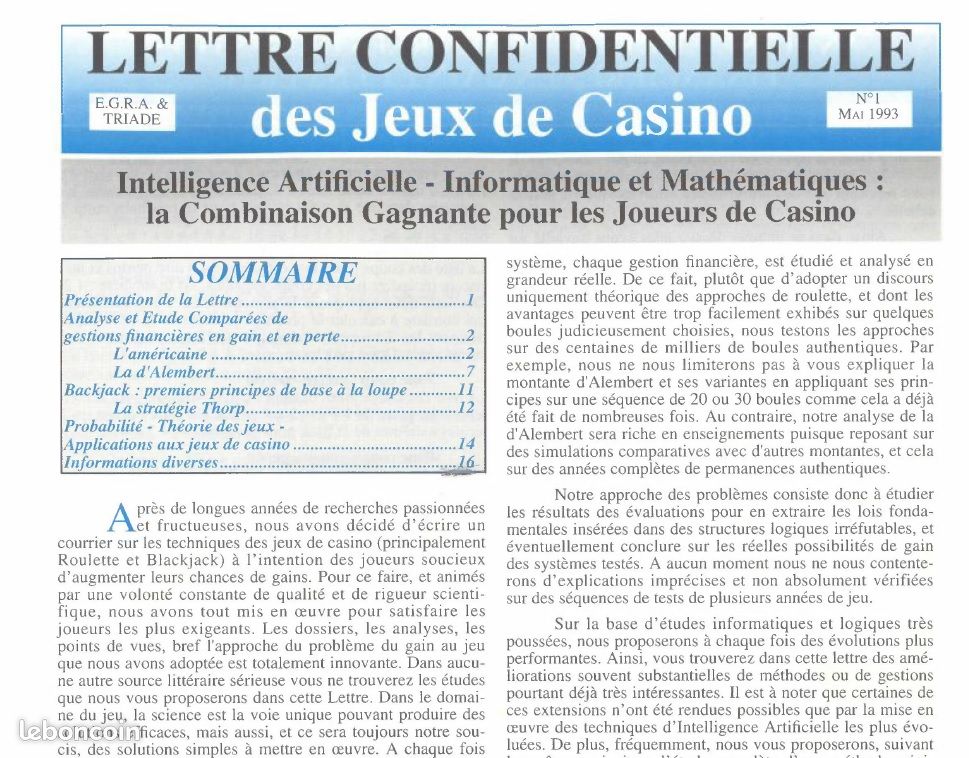 Lettres confidentielles des jeux de casino n°1 + 6 + 7 (image 1)