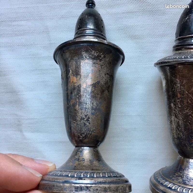 Salière Poivrière Argent Sterling Vintage Crown (US) (image 7)