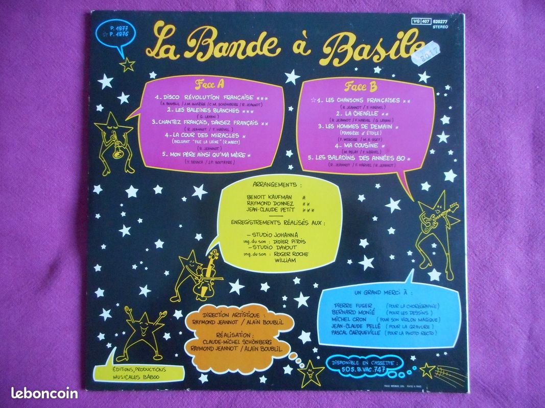 Disque vinyle 33t ♪ La Bande a Basile "La Chenille" (image 5)