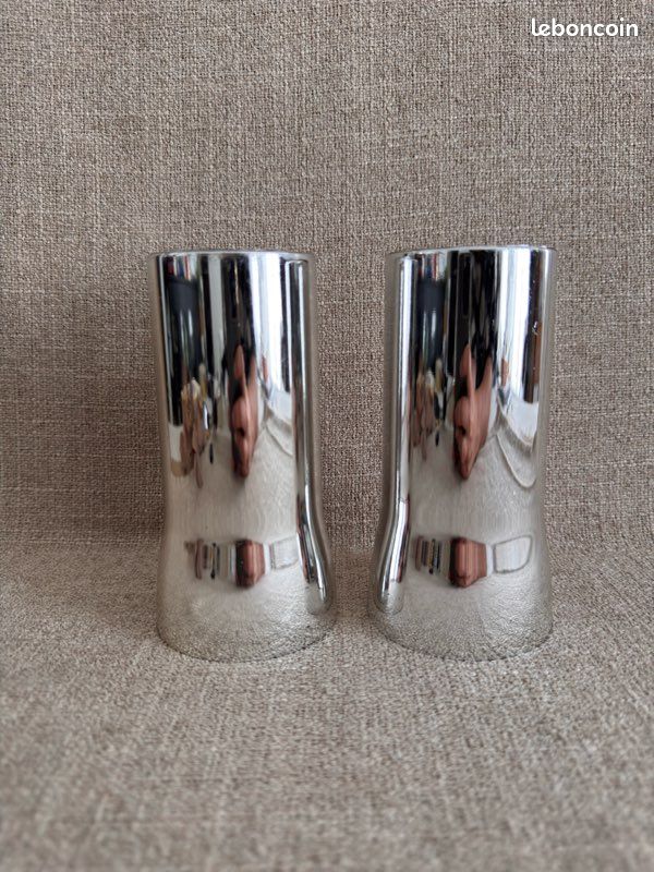 Lot de 2 verres gobelets Space Age MG plastique chromé années 70 (image 5)