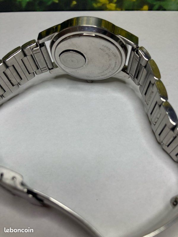 Montre Bracelet Homme SWISS LINE Vintage - Mouvement Quartz, Boîtier Acier, Cadran Argenté, Bracelet Cuir Noir - Très Bon état