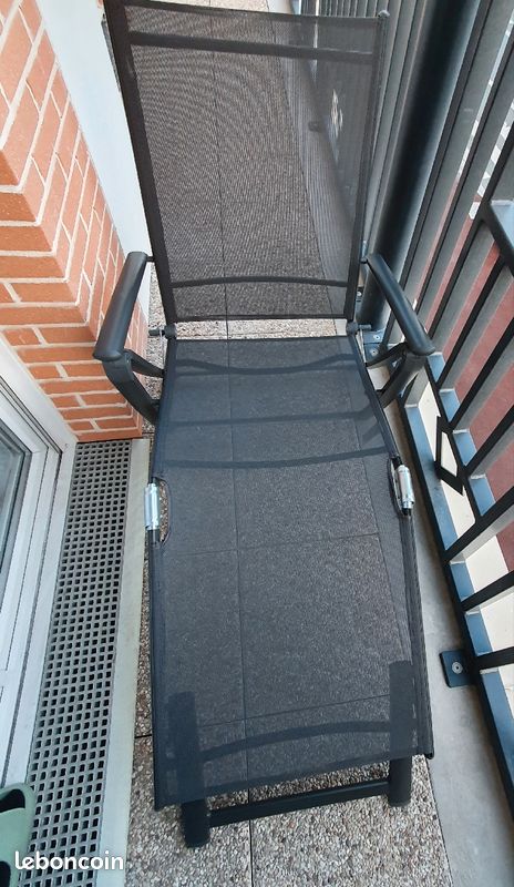 Chaise longue pliable noir (image 4)