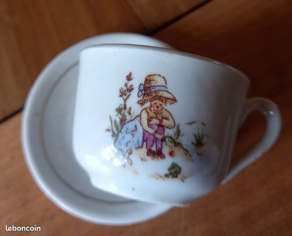ANCIEN SUCRIER DE SERVICE A CAFÉ EN PORCELAINE DE MANUFACTURE A DÉFINIR