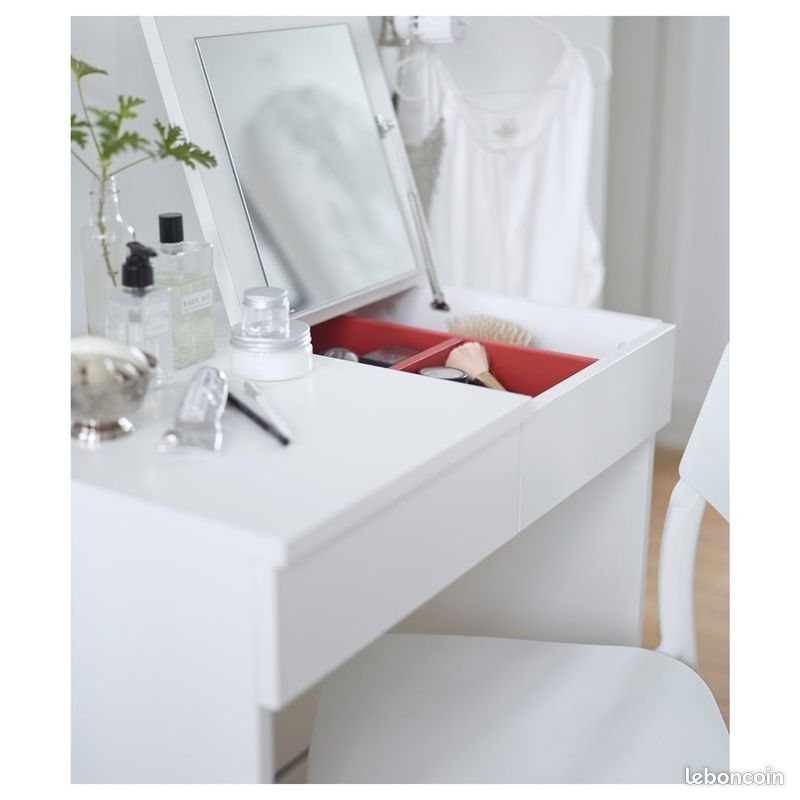Coiffeuse ou petit bureau blanc BRIMNES Coiffeuse IKEA avec miroir – très bon état (image 8)
