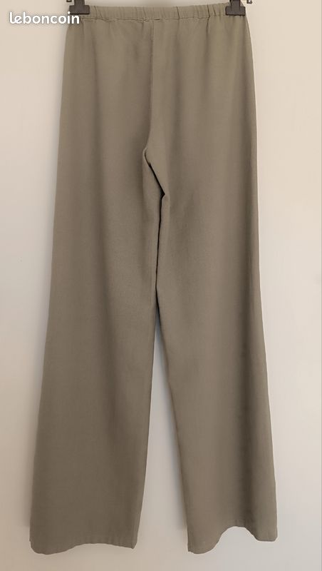 Pantalon coton lin kaki taille 34 (image 2)