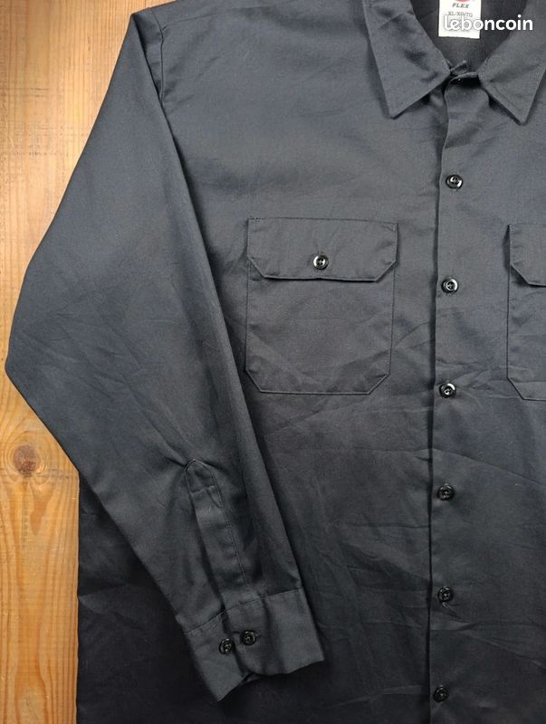 Chemise Dickies Flex Homme XL Noire Workwear Manches Longues USA #P180 (image 5)