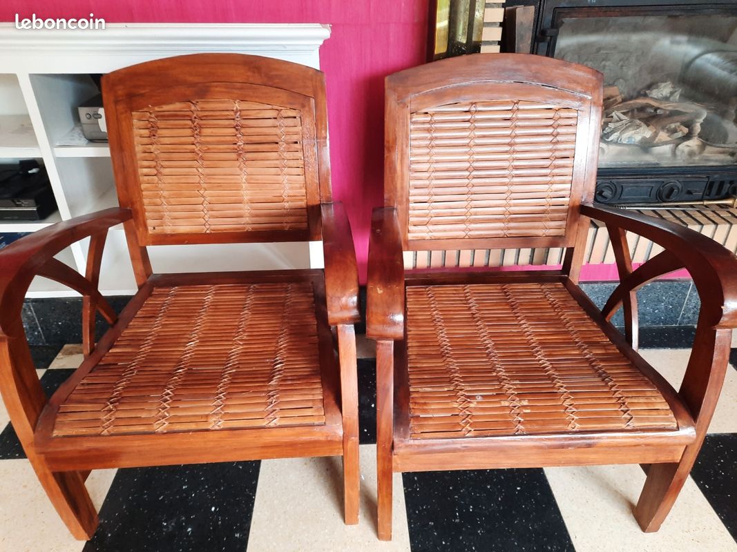 2 Fauteuils bois style indonésien (image 1)
