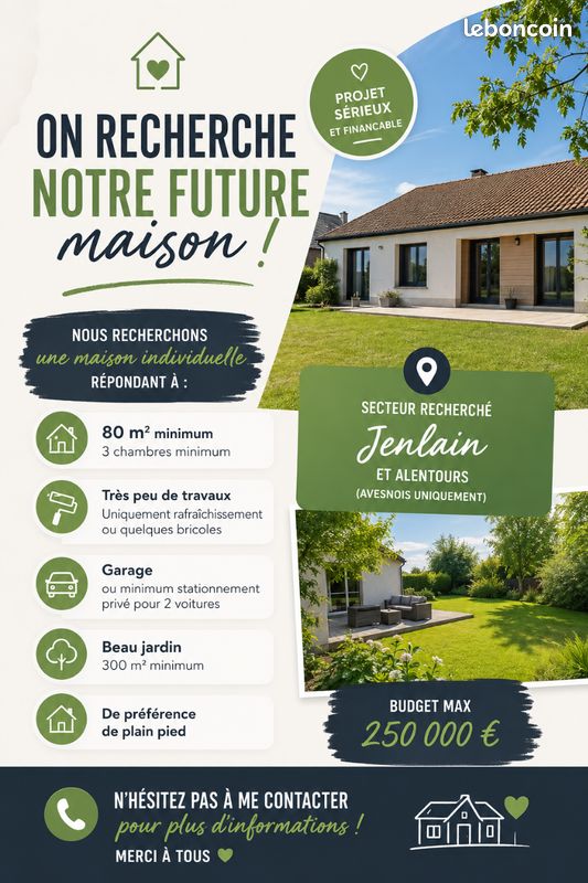 Maison 4 pièces 80 m² · à Jenlain · 80 m² · 250 000 €