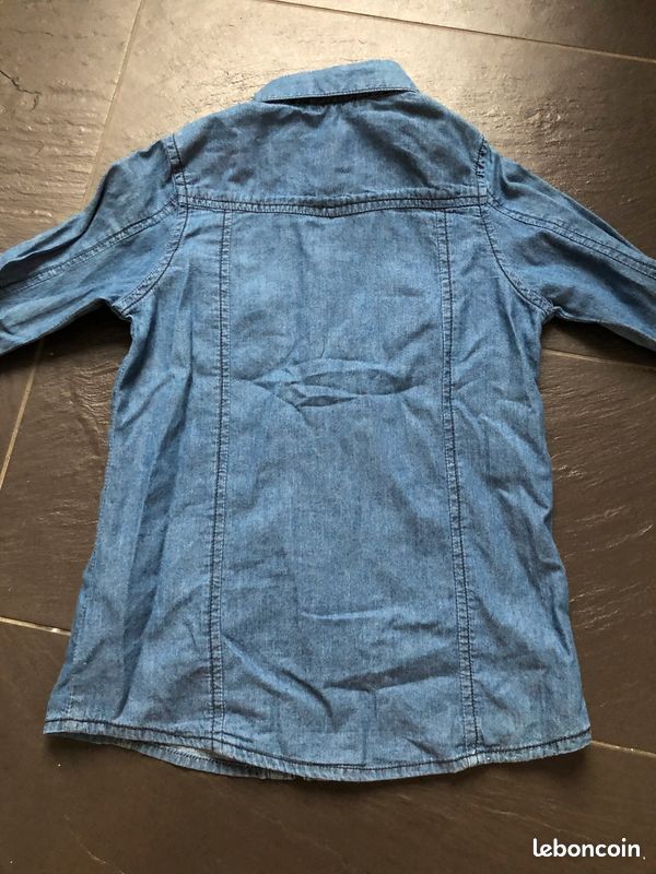 Chemise jeans bleu 10 ans Vertbaudet coton (image 8)