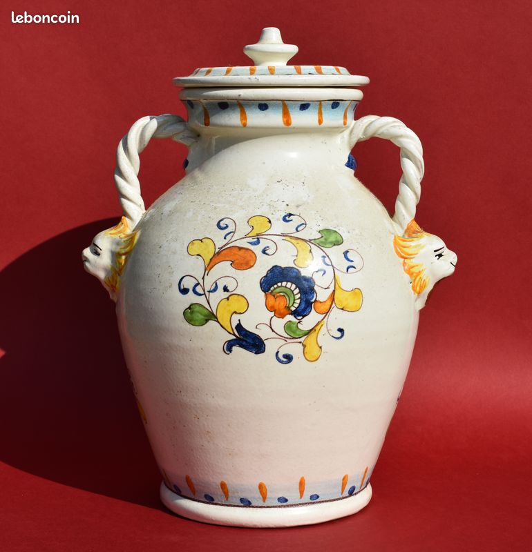 Pot à pharmacie en faïence italienne "RIBES NIGRUM" 20e siècle (image 8)