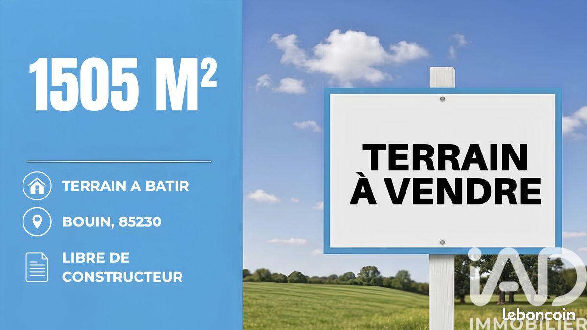 Terrain 1505 m² · à Bouin · 1 505 m² · 71 500 €