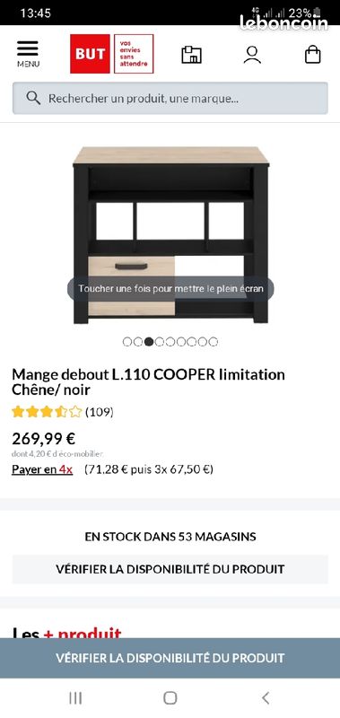 Mange debout L.110 COOPER Iimitation Chêne/ noir (image 3)