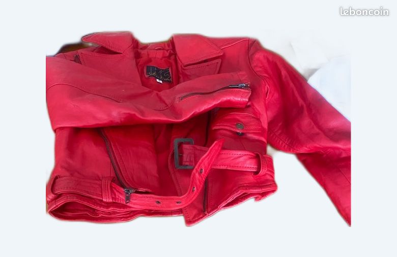 Blouson en cuir / veste en cuir .. Rouge (image 1)