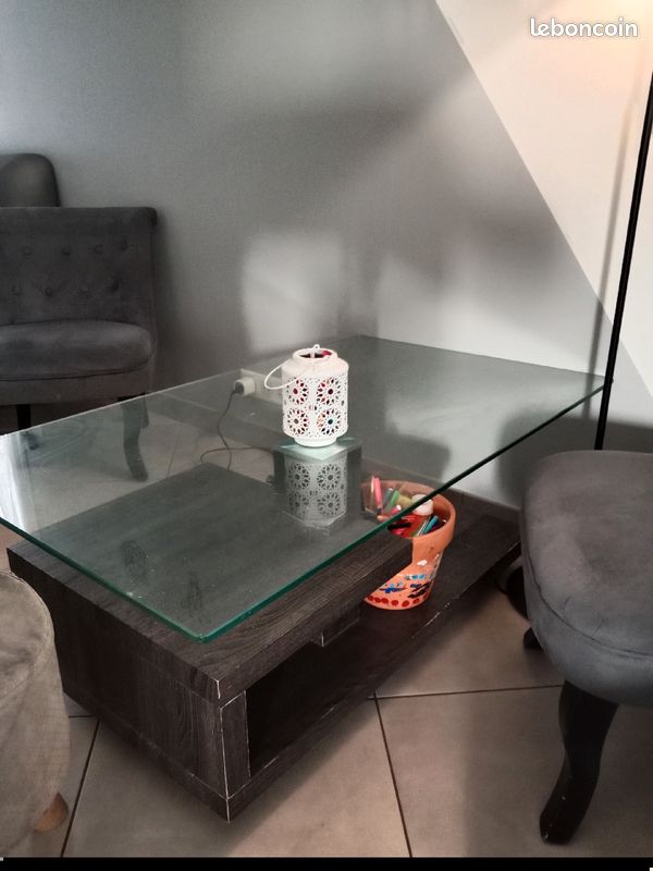 Table basse bois verre (image 2)