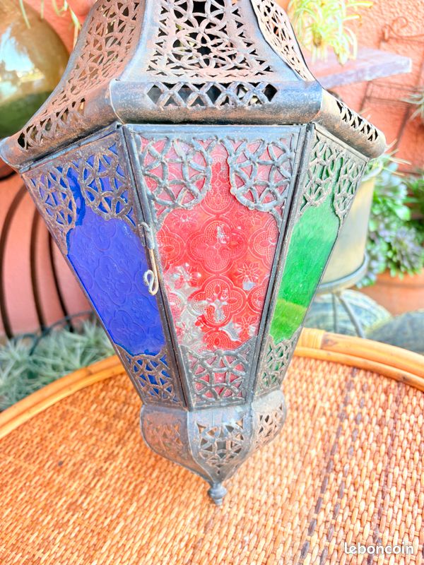 IEEILULU Marocaine Métal Lanterne Solaire Extérieur Jardin, 2 Pcs