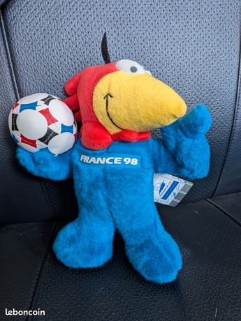 Peluche Footix France 98 - Mascotte Coupe du Monde de Football 1998 Ballon au Pied- licence officielle - Collection