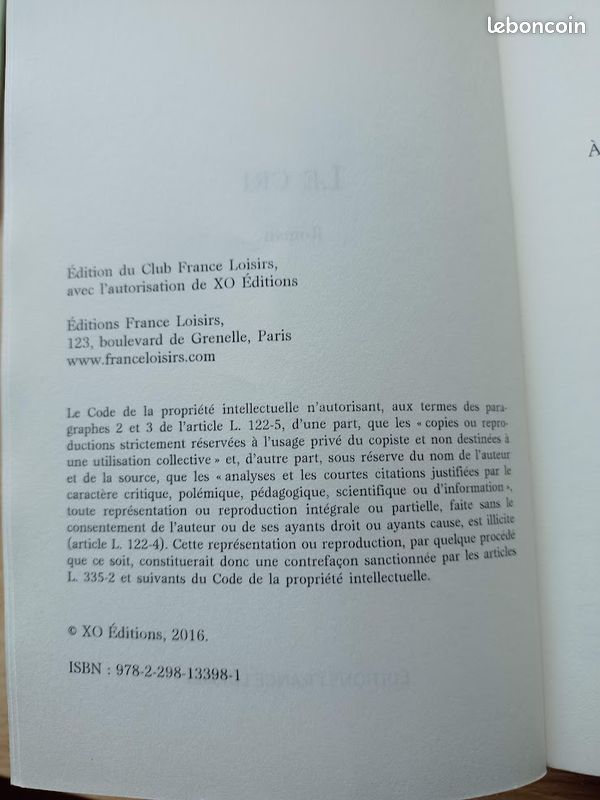 Livre " le cri " Nicolas Beuglet TBE (image 6)