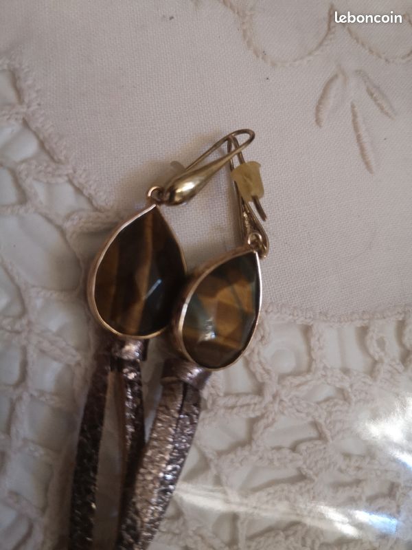 Boucle d'oreille oiel de tigre (image 3)