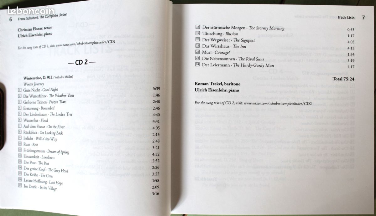 Coffret 38 CD : Intégrale des lieder de SCHUBERT sous la direction de Ulrich Eisenlohr / NAXOS / Musique classique / Chant (image 16)