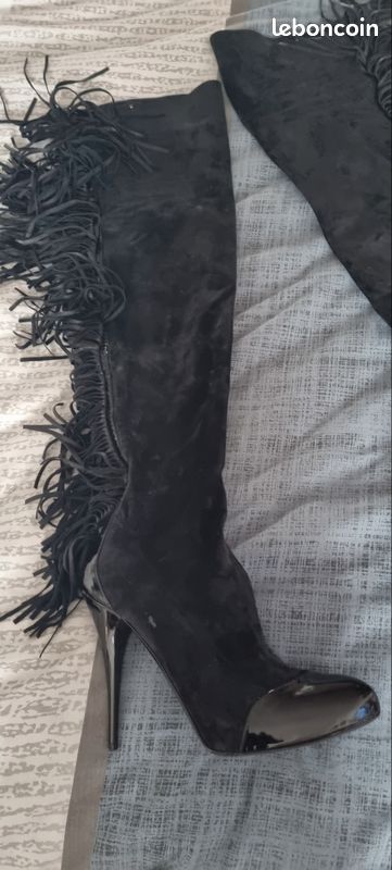 Bottes Femme Gianmarco Lorenzi - Talons Hauts - Cuir Noir - Taille 38 - Occasion