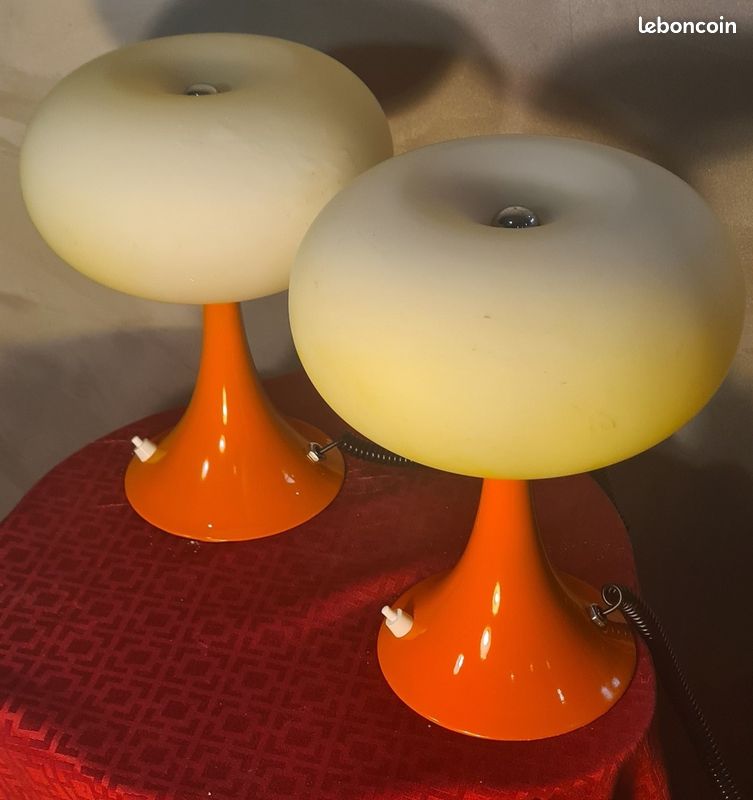 Paire Lampe De Table Prisma Champignon 1975 a 80, Ufo A Space 30x22 (image 1)