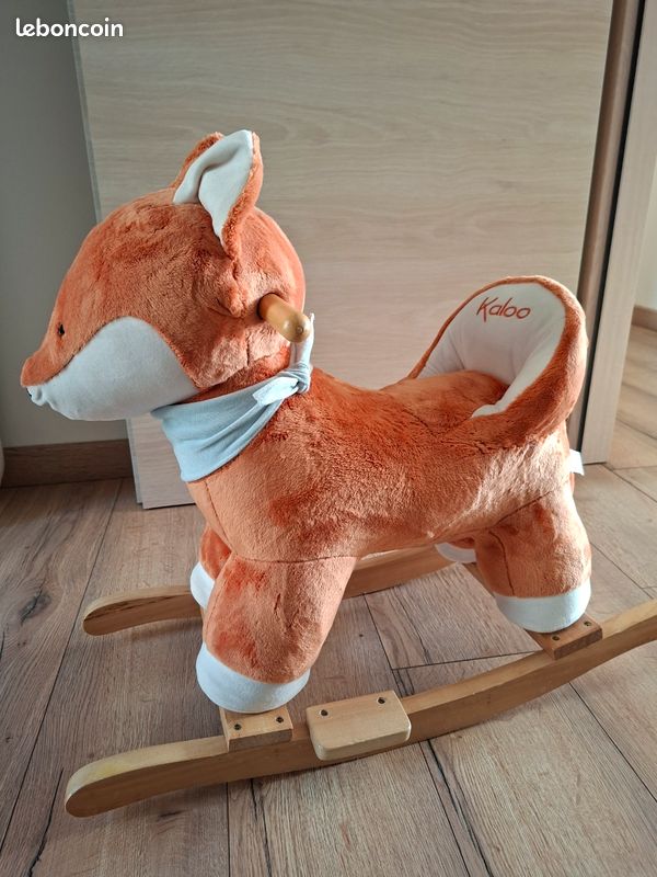 Kaloo Renard à Bascule Paprika – Hauteur D'Assise 35 Cm – Peluche Douce Et Bois Massif – Dès 12 Mois – Charge 30 Kg – Développe L'Équilibre