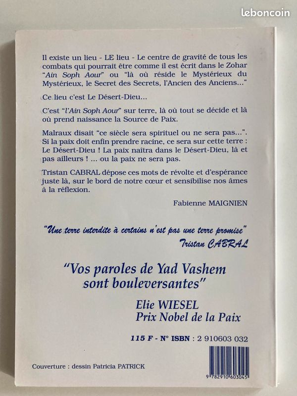 Le Désert-Dieu, journal de Jérusalem sous l’Intifada - Tristan Cabral - préface d’Élie Wiesel (image 2)