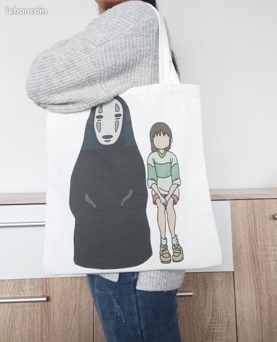 Tote bag blanc de Chihiro, sac double face de voyage de Chihiro de Hayao Miyazaki (image 9)