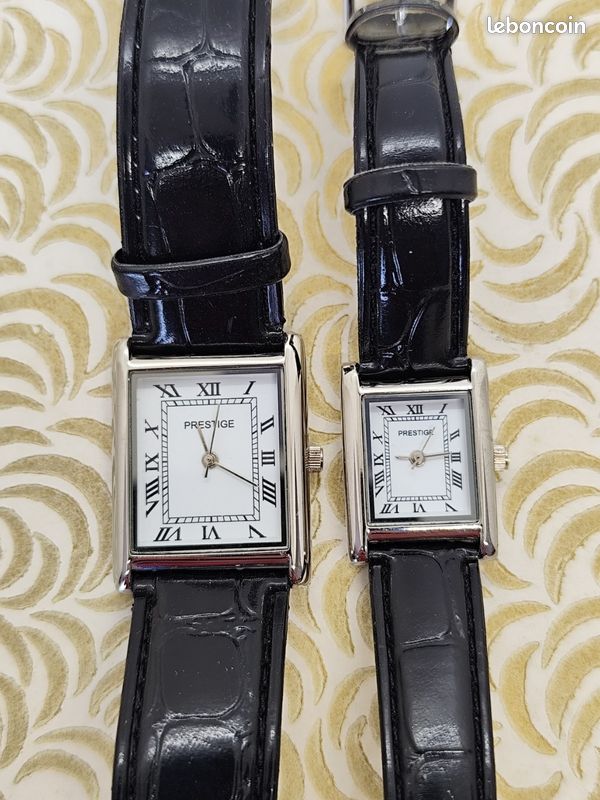 Duo de montres Prestige assorties – cadrans rectangulaires – chiffres romains (image 1)