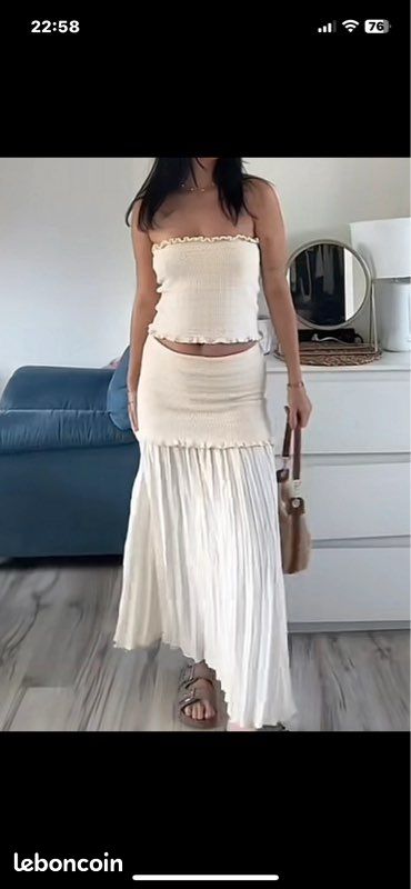 Jupe Rara Noir Et Crème Taille 8 Atmosphere - Neuf Sans étiquettes, Parfaite Pour La Plage