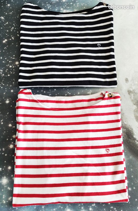 T-shirt rayé rouge et blanc adulte