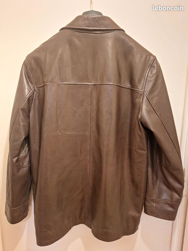 Veste De Chasse En Cuir D'agneau Véritable Pour Homme - Marron Foncé - Style Rétro Biker - Neuf Avec étiquettes