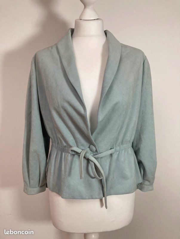 Blazer en velours bleu clair vintage taille S (image 1)