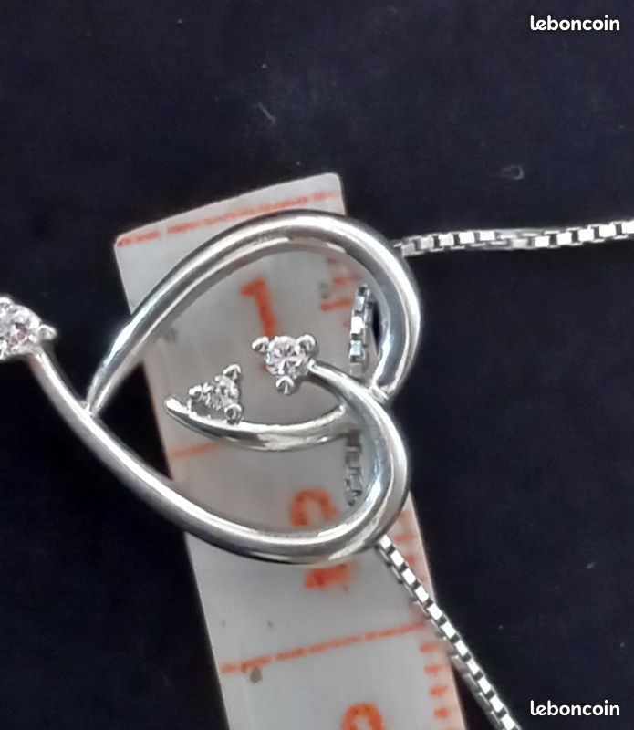 Collier en argent 925 pendentif cœur neuf (image 1)
