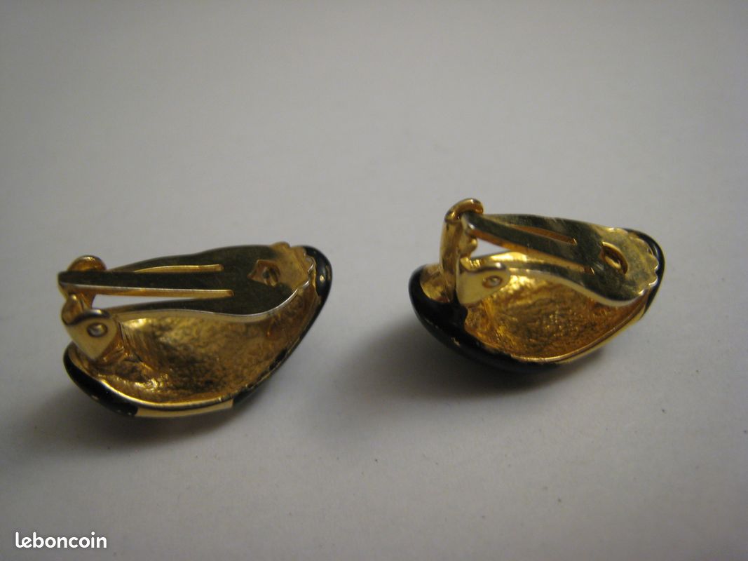 Boucles D'oreilles Vintage Doré Et Argenté - Très Couture, Clips, Bon état