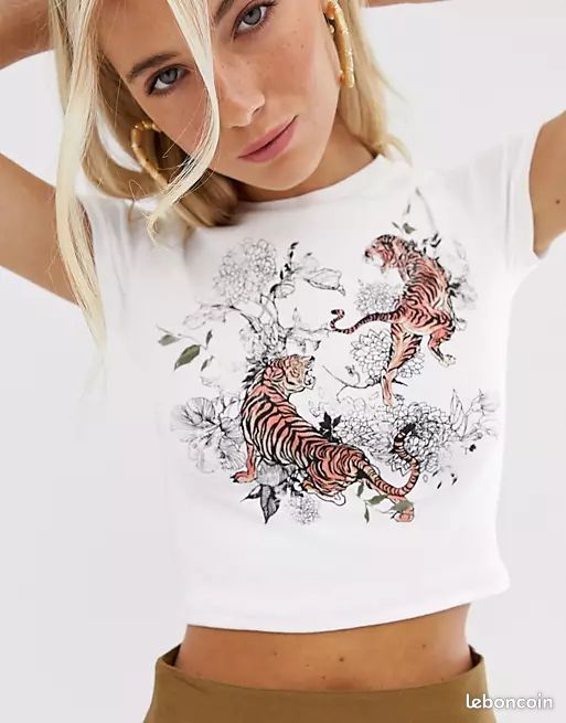 Bershka T-shirt à imprimé tigre taille s (image 1)