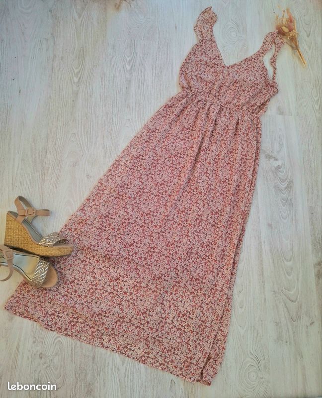 🌸 Magnifique robe longue été femme fleurie rose/terracotta Peace n'love - Taille M/L (image 3)