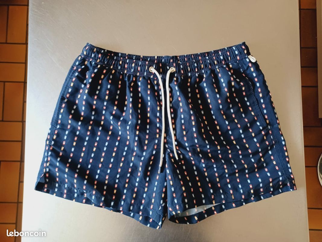Short de bain XL bleu marine verres cocktails (image 1)