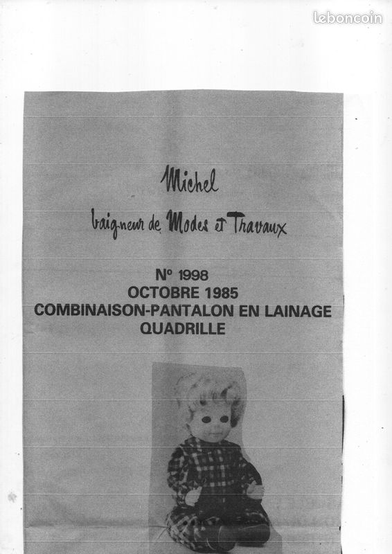 Lot De 7 Patrons Poupées Modes Et Travaux – Originaux 1985 – État TB