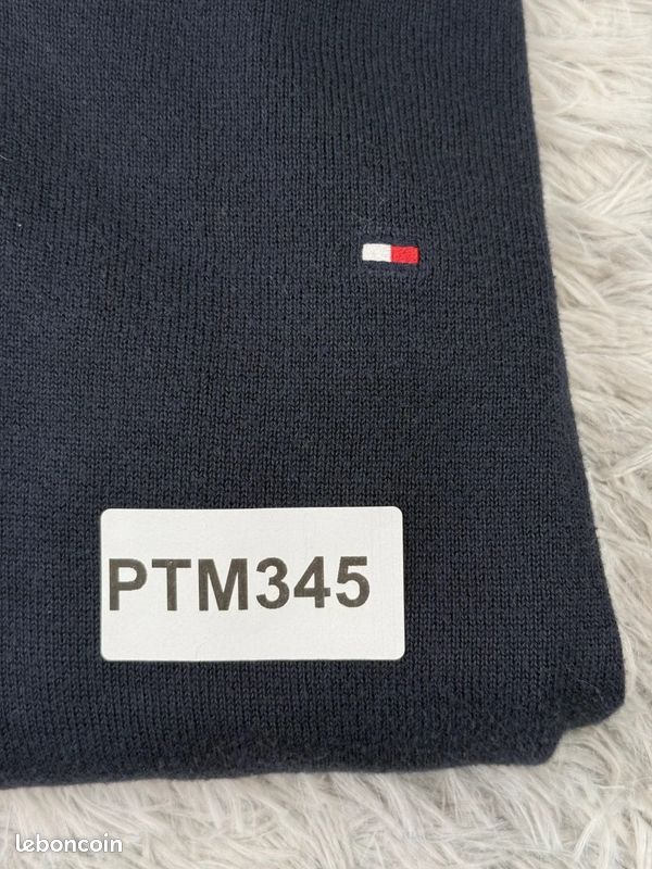 Pull à col V Tommy Hilfiger coton brodé bleu marine Homme taille L #PTM345 (image 13)