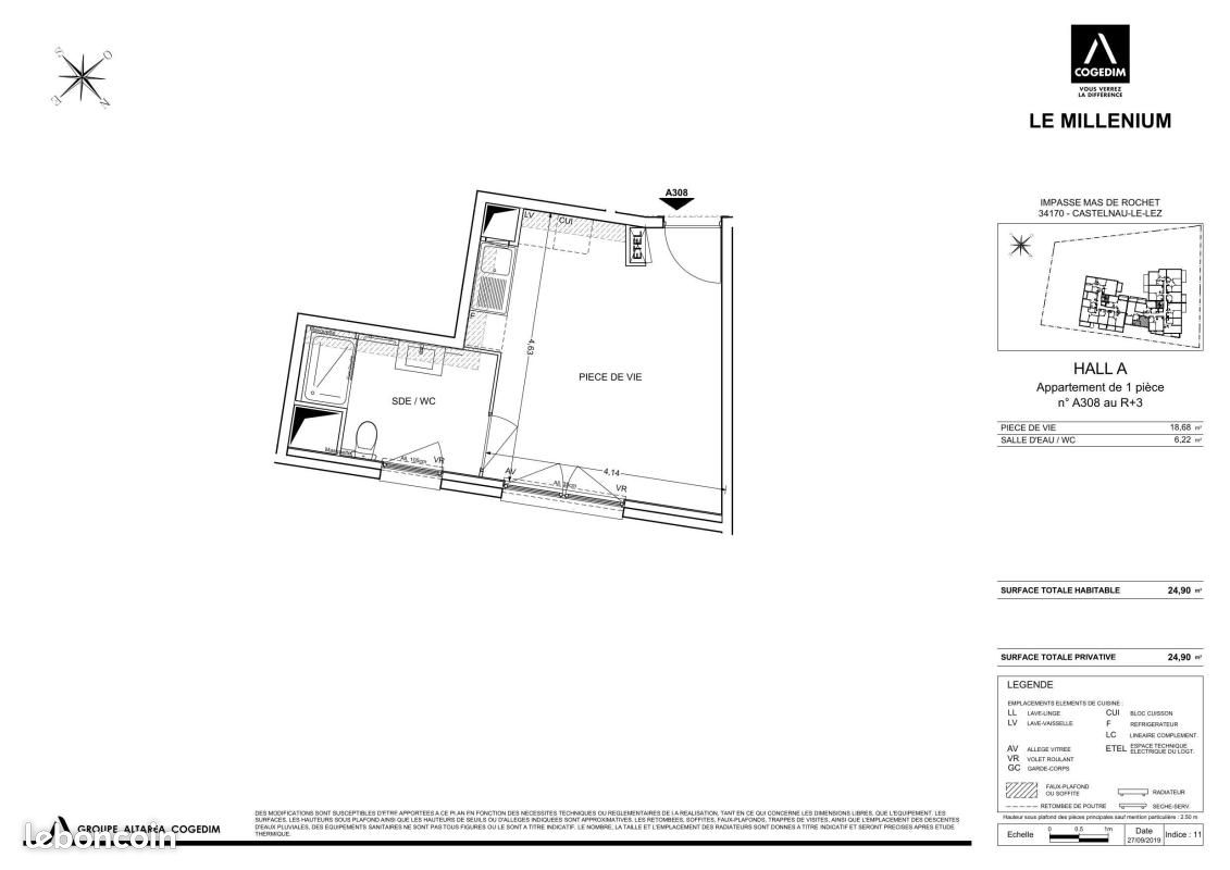 Appartement 1 pièce 24 m² · à Castelnau-le-lez · 24 m² · 499 €
