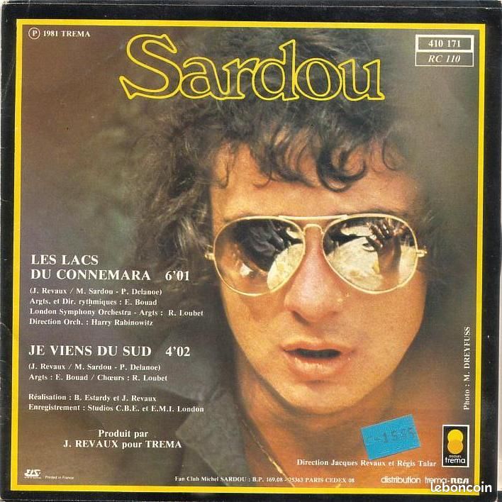 Disque vinyle 45T, 17cm - Michel Sardou - Les Lacs Du Connemara (image 2)